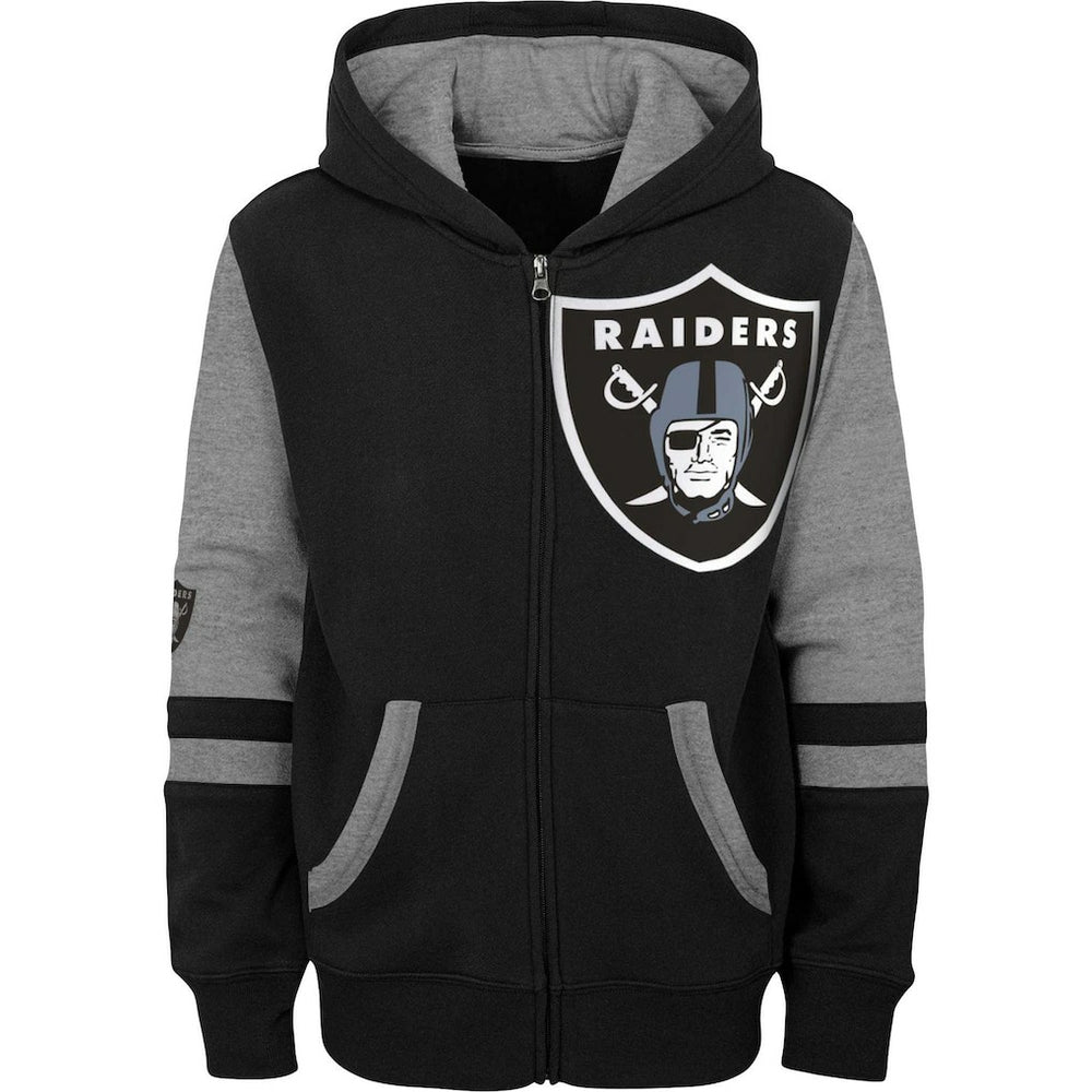 Las Vegas Raiders Youth Colorblock Full-Zip Hoodie Black - NFL