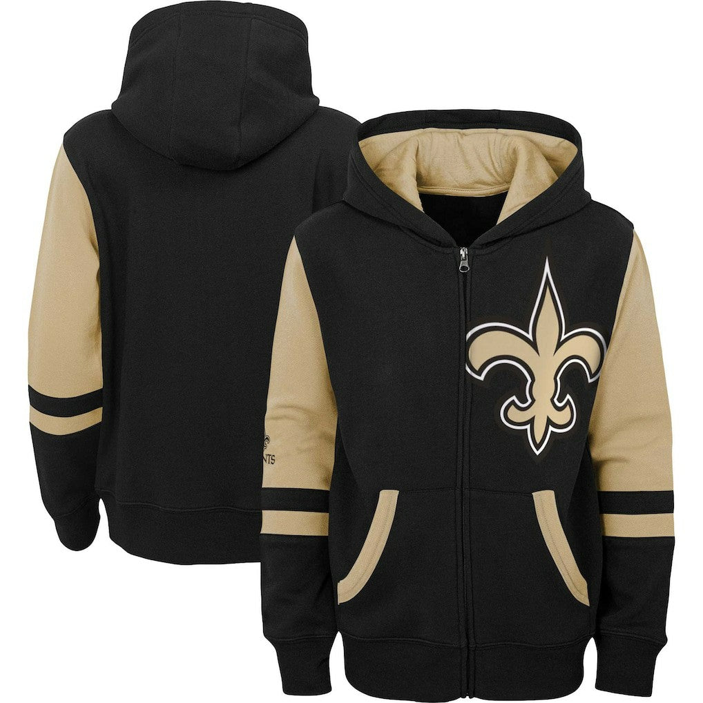 New Orleans Saints Youth Colorblock Full-Zip Hoodie Black - NFL