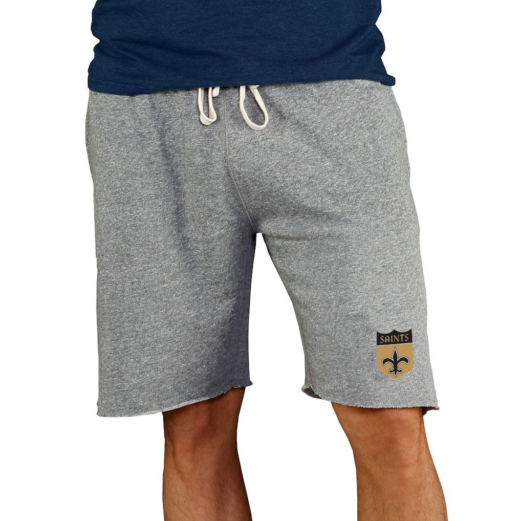New Orleans Saints Concepts Sport Throwback Logo Mainstream Terry Shorts Gray - NFL