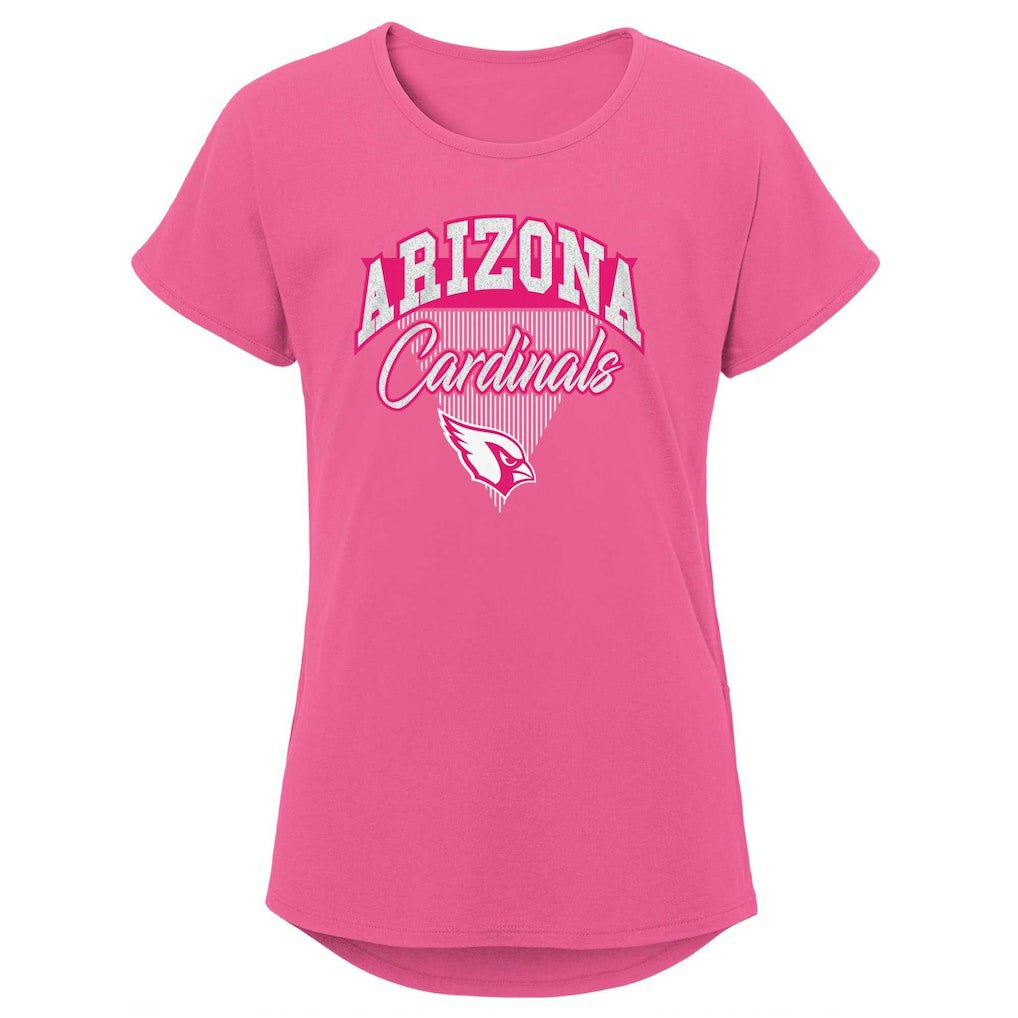 Arizona Cardinals Girls Youth Playtime Dolman T-Shirt Pink - NFL