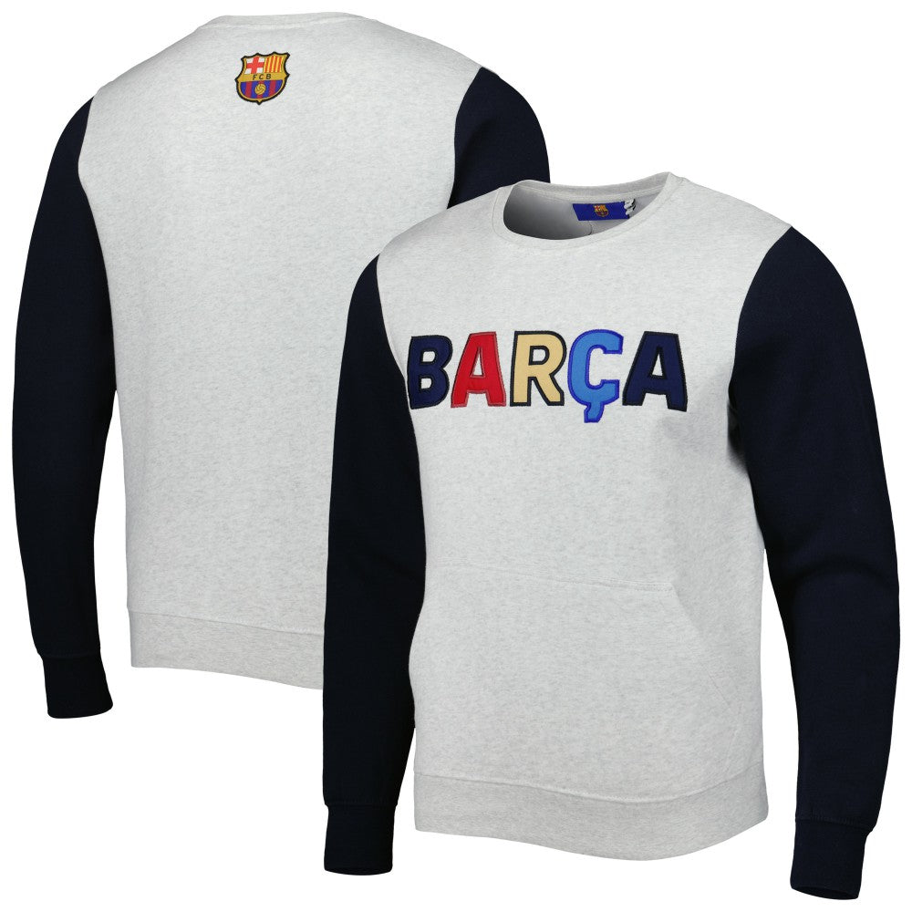 Barcelona Kangaroo Pullover Sweatshirt - Gray/Navy