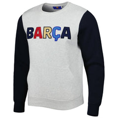 Barcelona Kangaroo Pullover Sweatshirt - Gray/Navy