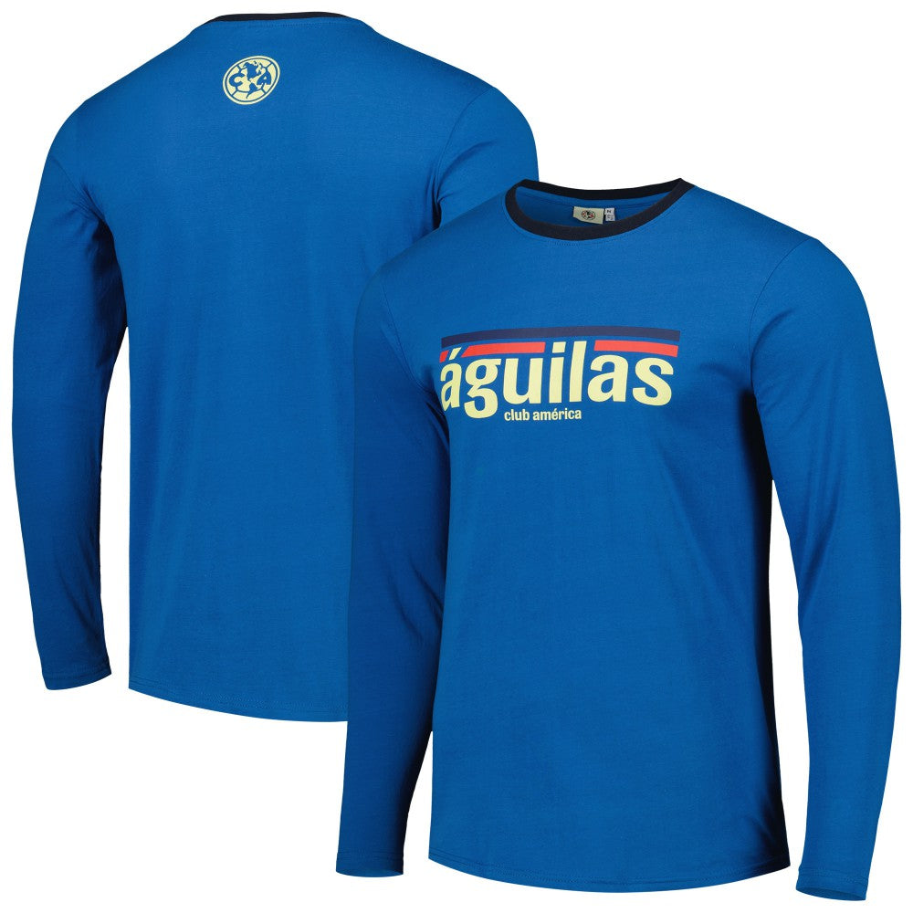 Club America Slogan Long Sleeve T-Shirts - Blue