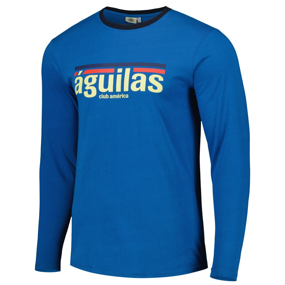 Club America Slogan Long Sleeve T-Shirts - Blue