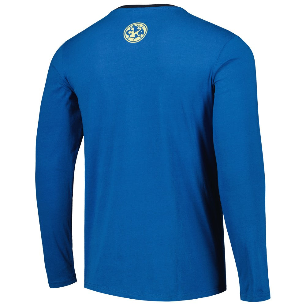 Club America Slogan Long Sleeve T-Shirts - Blue