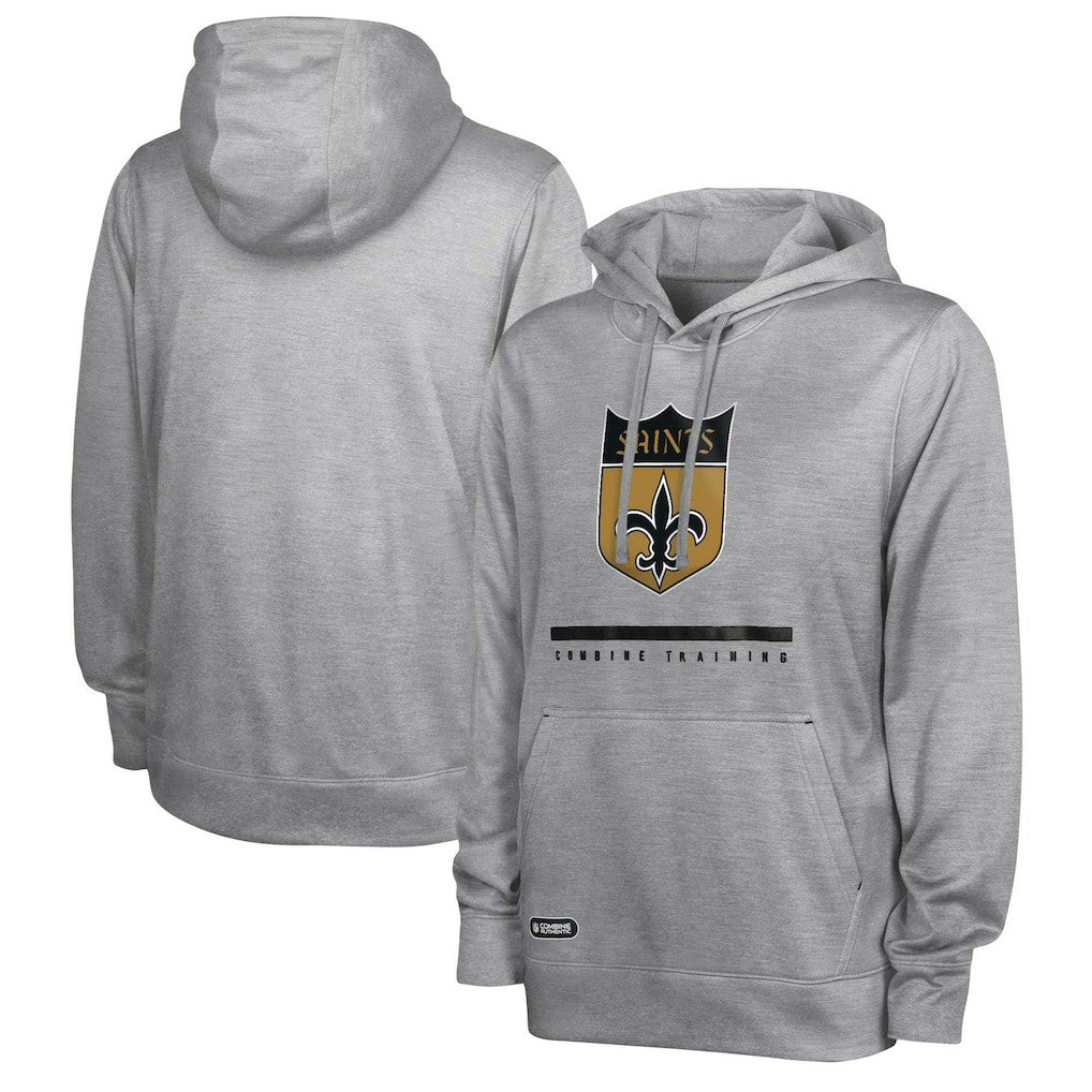 New Orleans Saints Grid Drill Streak Fleece Pullover Hoodie Heather Gray - NFL