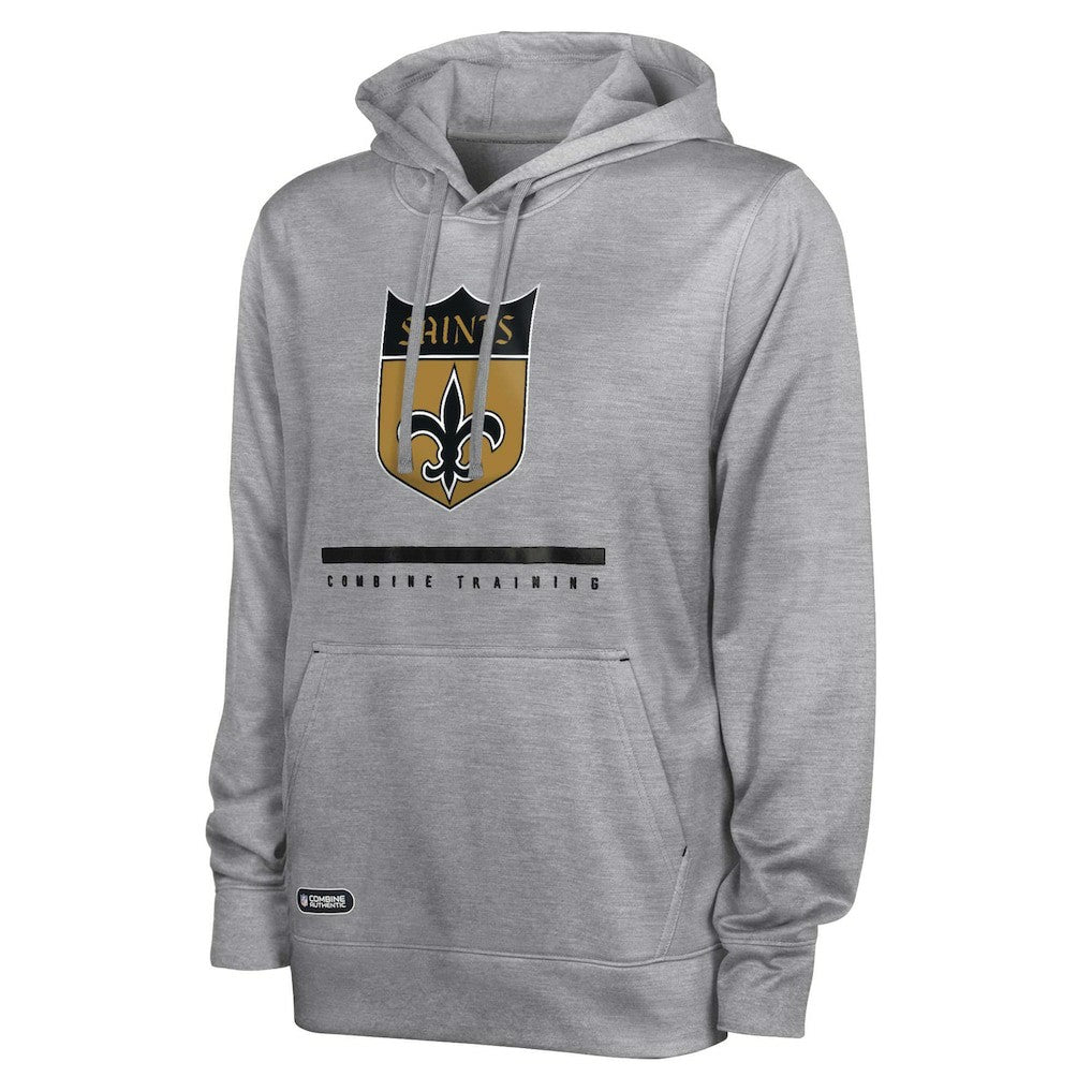 New Orleans Saints Grid Drill Streak Fleece Pullover Hoodie Heather Gray - NFL