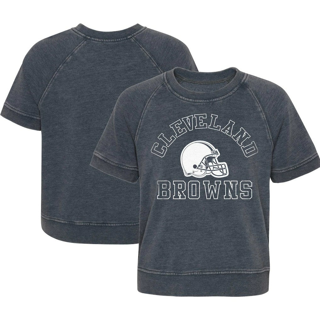 Cleveland Browns Girls Juniors Cheer Squad Raglan T-Shirt Heather Charcoal - NFL
