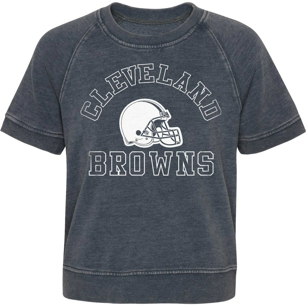 Cleveland Browns Girls Juniors Cheer Squad Raglan T-Shirt Heather Charcoal - NFL
