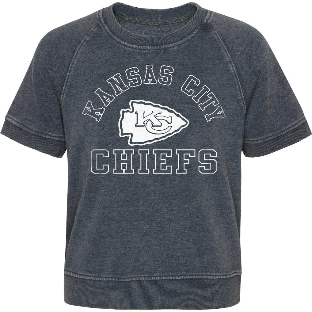 Kansas City Chiefs Girls Juniors Cheer Squad Raglan T-Shirt Heather Charcoal - NFL