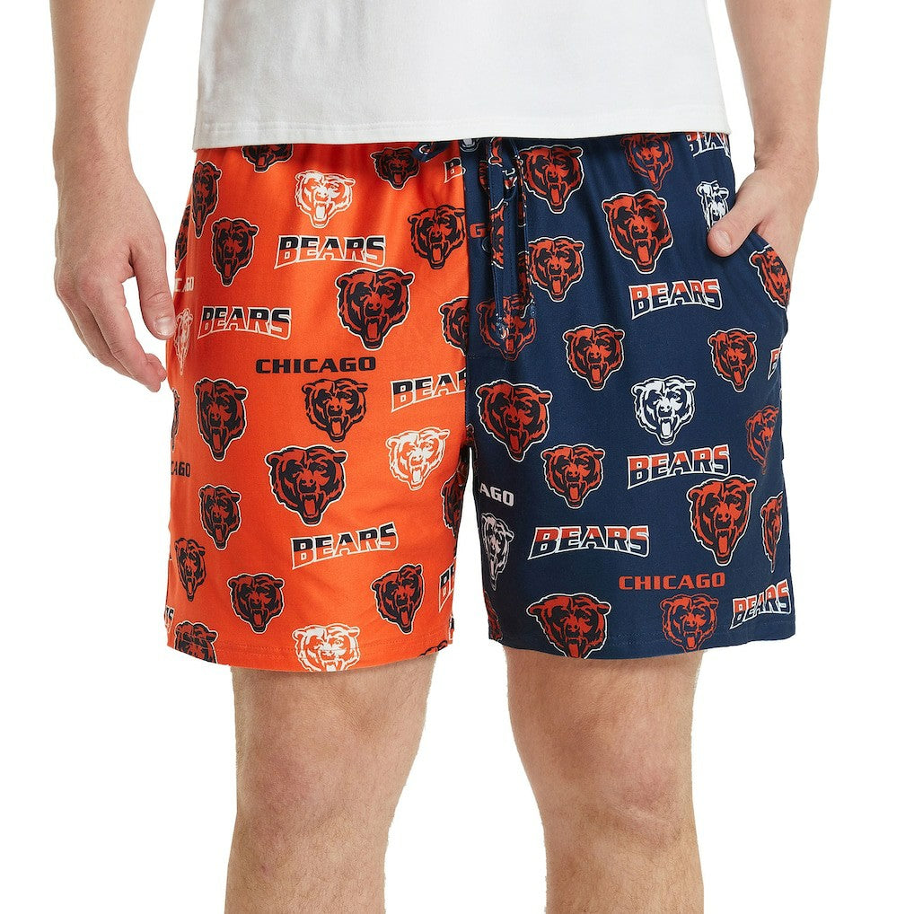 Chicago Bears Concepts Sport Breakthrough AOP Knit Split Shorts Navy/Orange - NFL