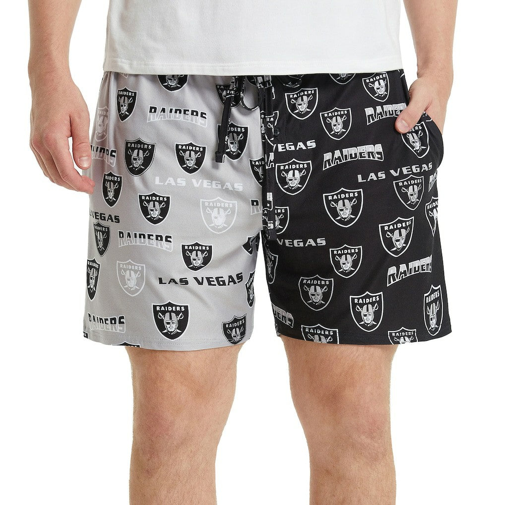 Las Vegas Raiders Concepts Sport Breakthrough AOP Knit Split Shorts Black/Gray - NFL