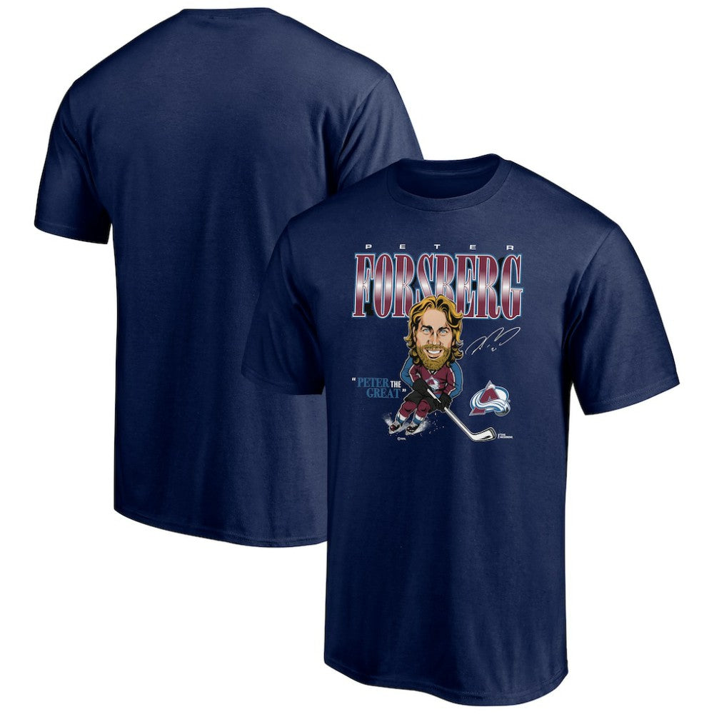 Peter Forsberg Colorado Avalanche - Player Caricature T-Shirt Navy