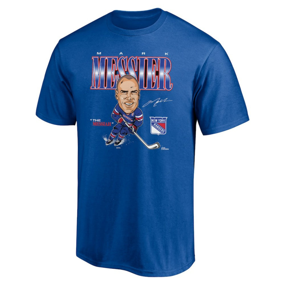Mark Messier New York Rangers Player Caricature T-Shirt Blue