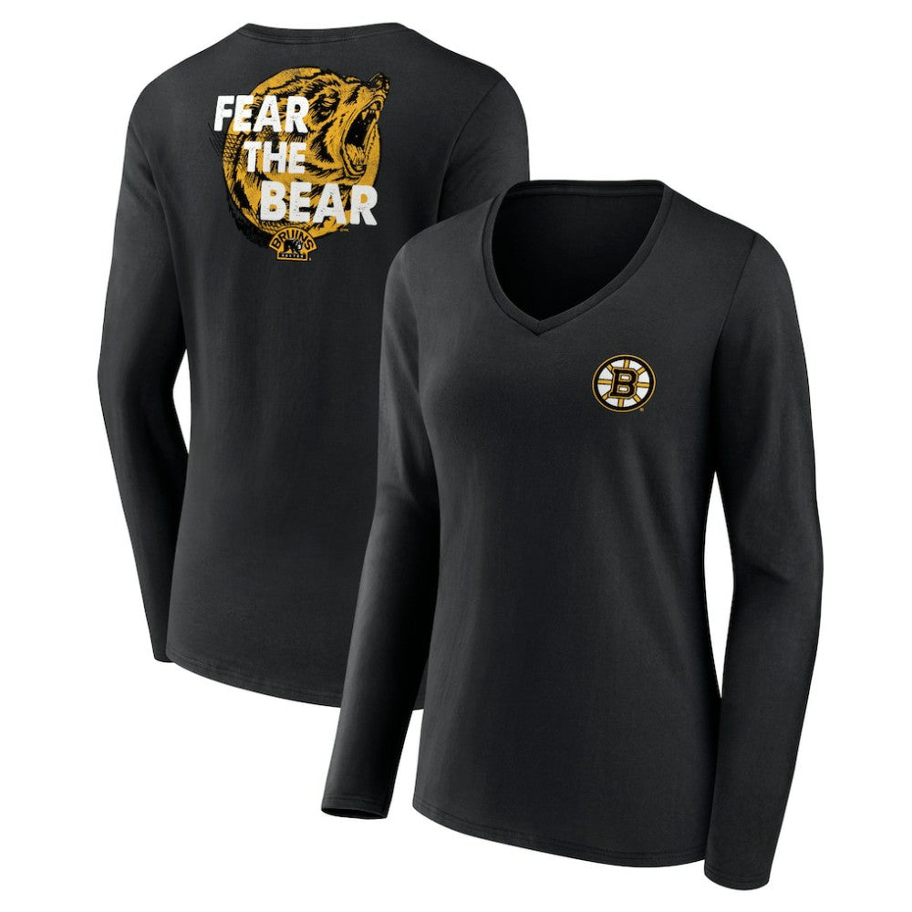 Boston Bruins Women's Territorial Long Sleeve V-Neck T-Shirt Black