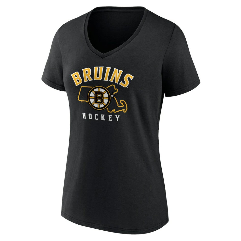 Boston Bruins Women's Proclamation V-Neck T-Shirt Black