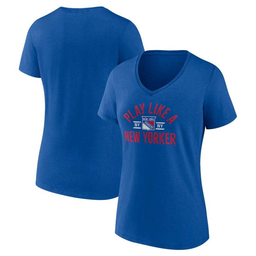 New York Rangers Women's Proclamation V-Neck T-Shirt Blue