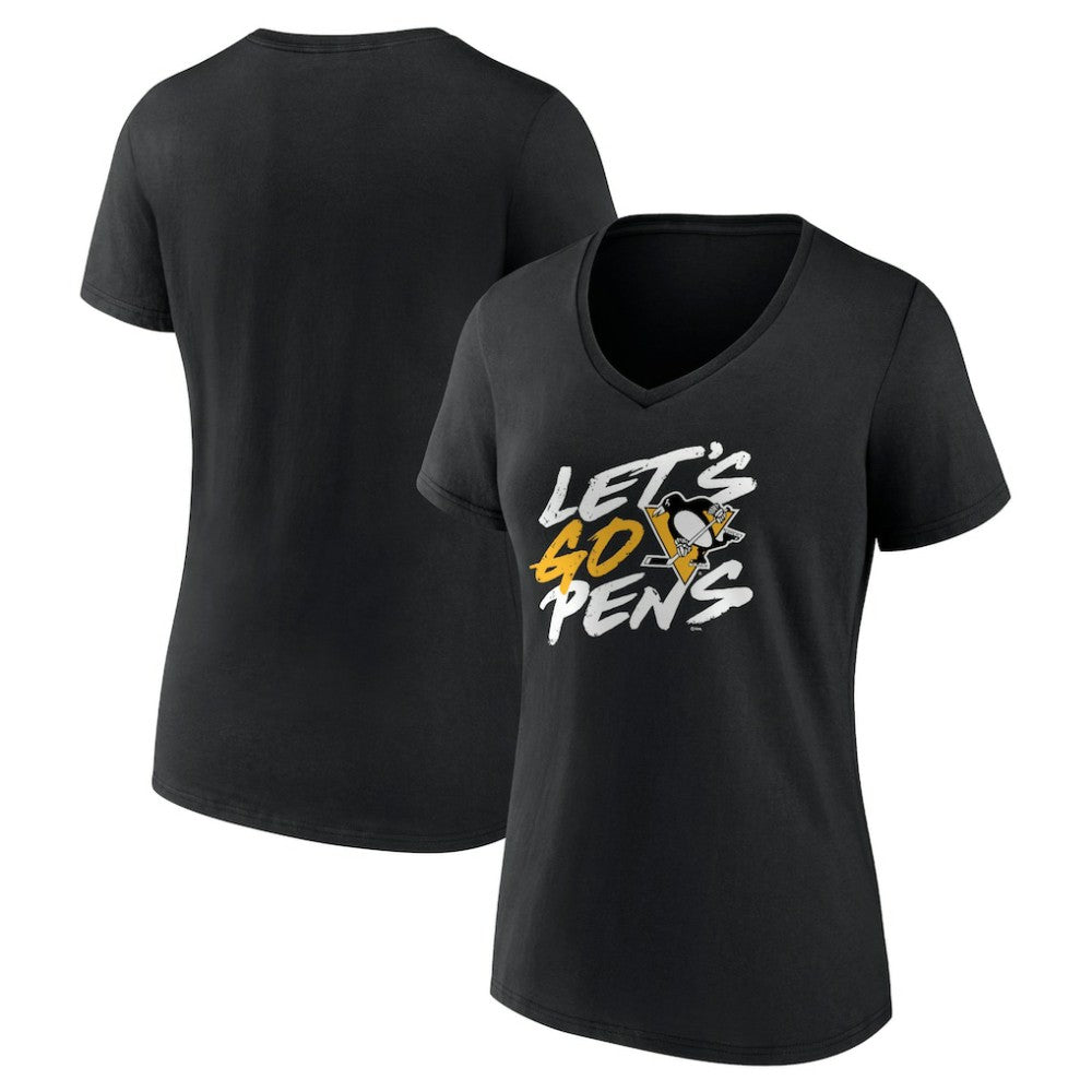 Pittsburgh Penguins Women's Proclamation V-Neck T-Shirt Black