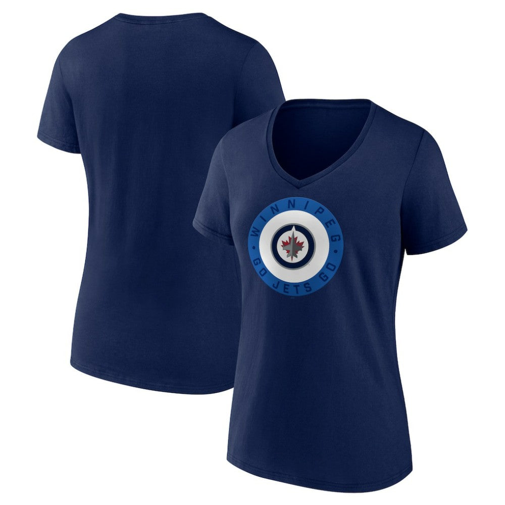 Winnipeg Jets - Women's Proclamation V-Neck T-Shirt Navy
