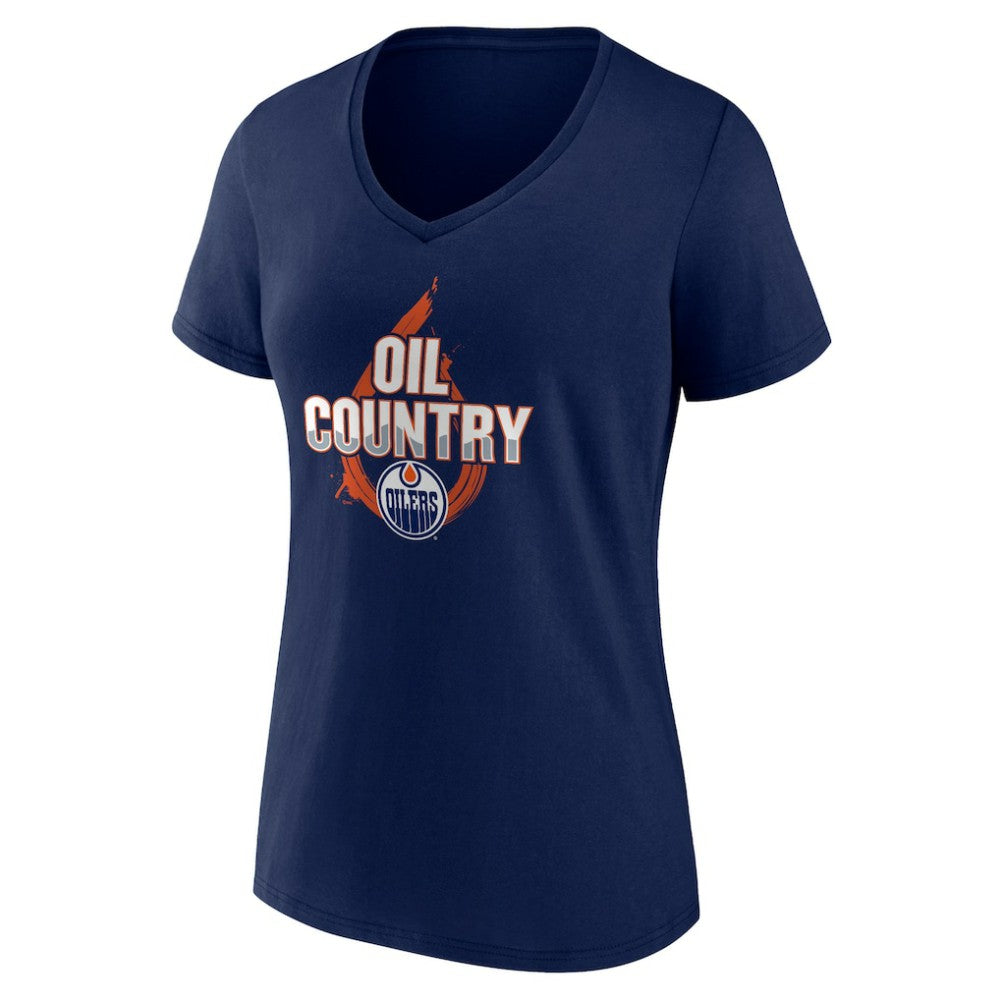 Edmonton Oilers - Women's Represent V-Neck T-Shirt Navy