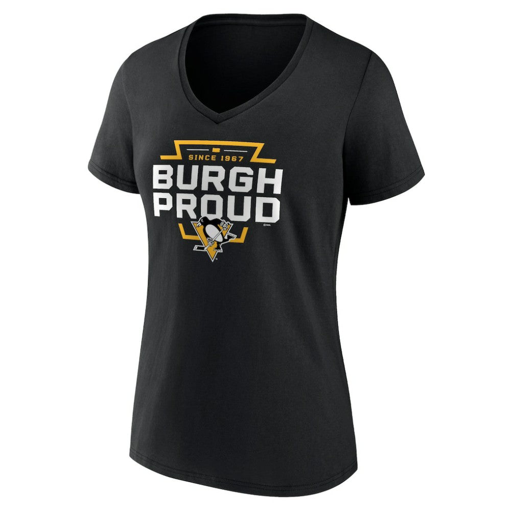 Pittsburgh Penguins Women's Represent V-Neck T-Shirt Black