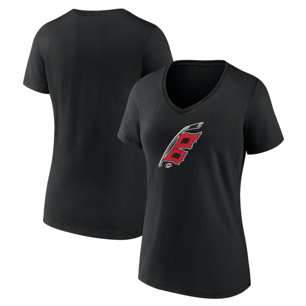 Carolina Hurricanes - Women's Alternate Logo V-Neck T-Shirt Black