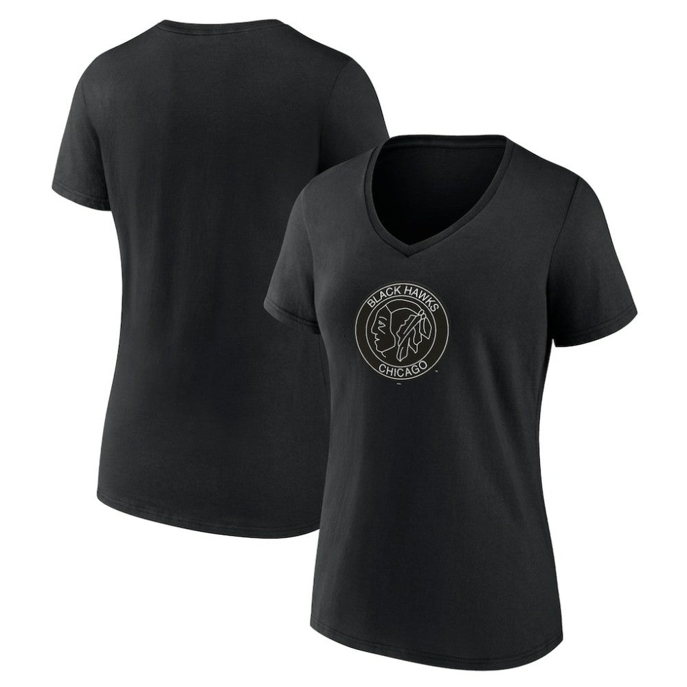 Chicago Blackhawks Women's Alternate Logo V-Neck T-Shirt Black