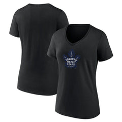 Toronto Maple Leafs - Women's Alternate Logo V-Neck T-Shirt Black