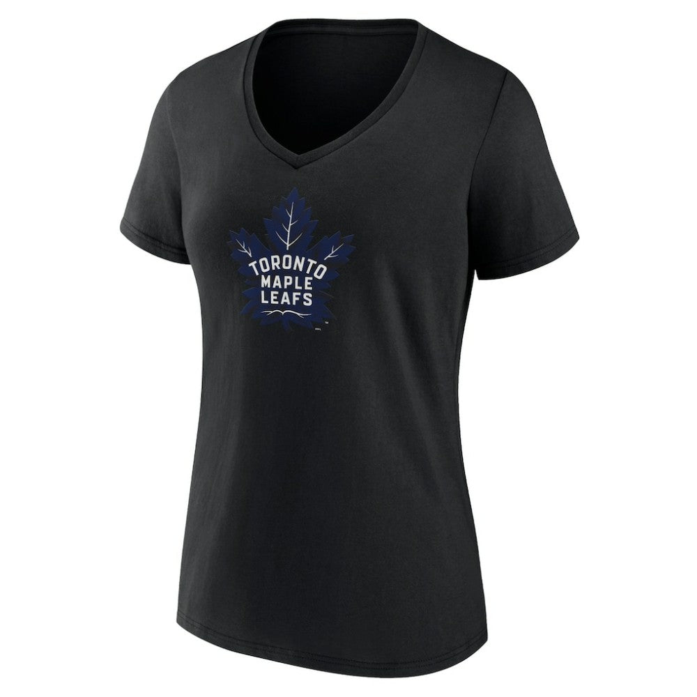 Toronto Maple Leafs - Women's Alternate Logo V-Neck T-Shirt Black