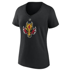Calgary Flames - Women's Alternate Logo V-Neck T-Shirt Black