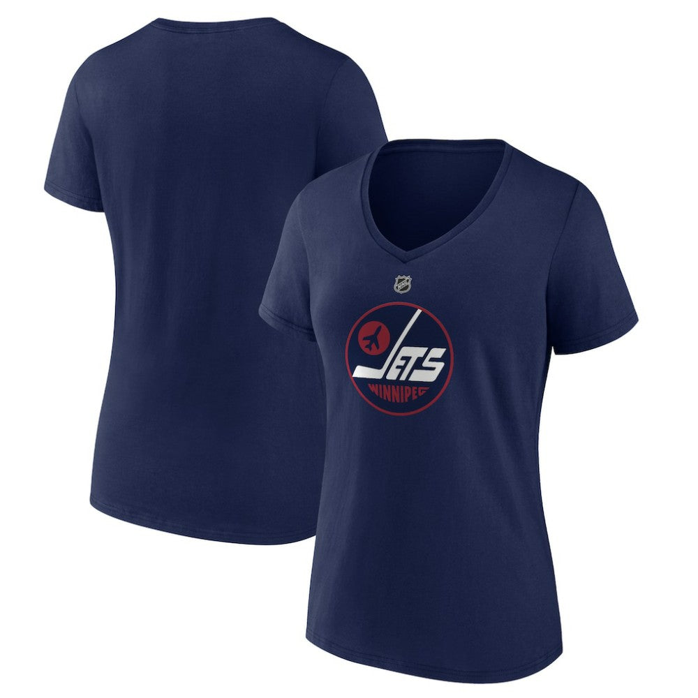 Winnipeg Jets - Women's Alternate Logo V-Neck T-Shirt Navy