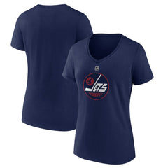 Winnipeg Jets - Women's Alternate Logo V-Neck T-Shirt Navy