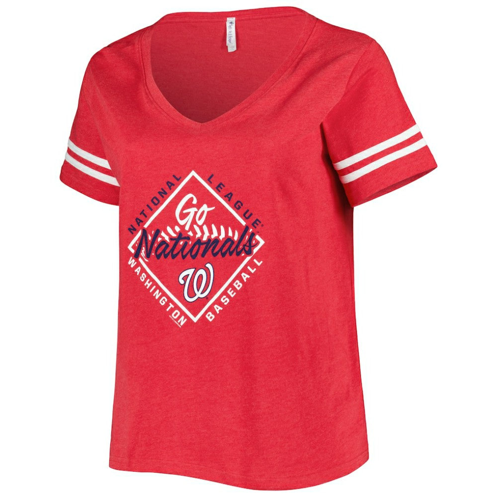 Washington Nationals Soft as a Grape Women's Plus Size V-Neck Jersey T-Shirt Sale