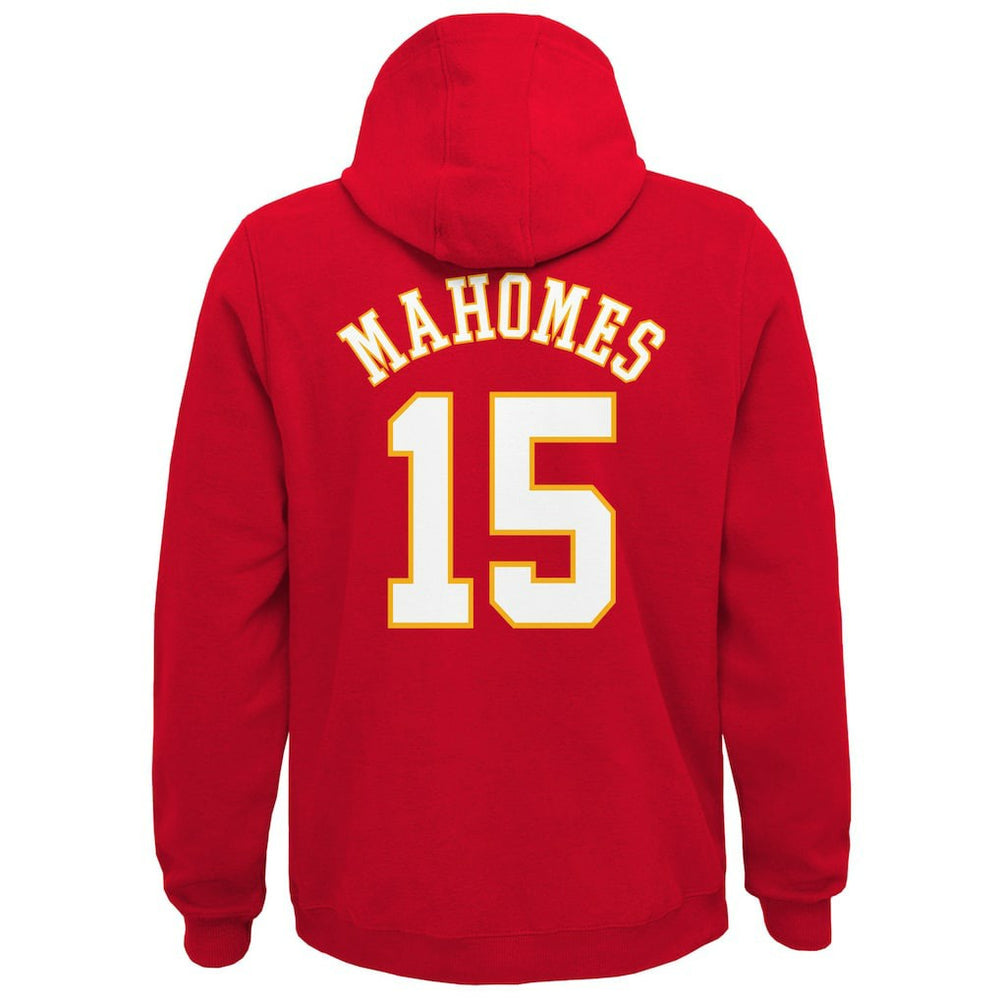 Patrick Mahomes Kansas City Chiefs Youth Mainliner Player Name & Number Pullover Hoodie Red - NFL