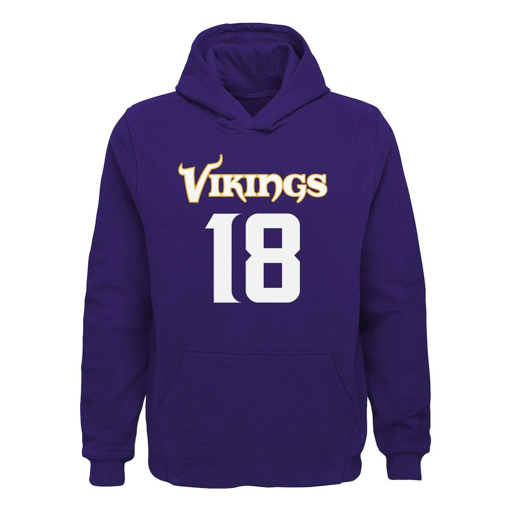 Justin Jefferson Minnesota Vikings Youth Mainliner Player Name & Number Pullover Hoodie Purple - NFL