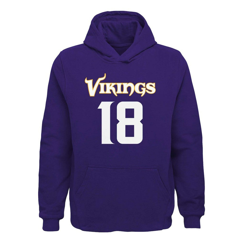 Justin Jefferson Minnesota Vikings Youth Mainliner Player Name & Number Pullover Hoodie Purple - NFL