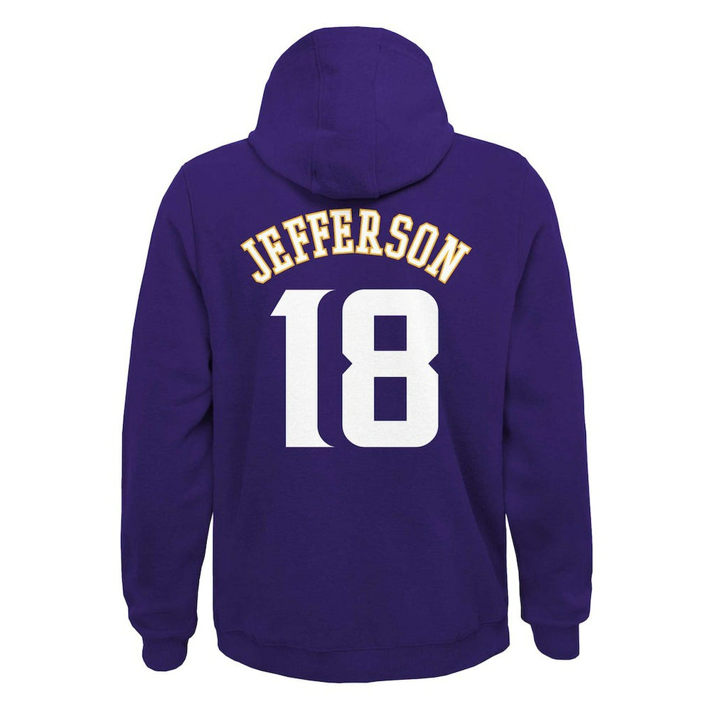 Justin Jefferson Minnesota Vikings Youth Mainliner Player Name & Number Pullover Hoodie Purple - NFL