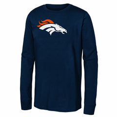 Denver Broncos Youth Primary Logo Long Sleeve T-Shirt Navy - NFL