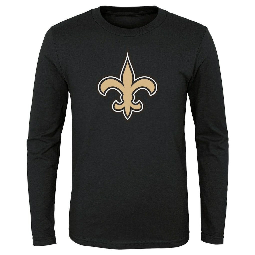 New Orleans Saints Youth Primary Logo Long Sleeve T-Shirt Black - NFL