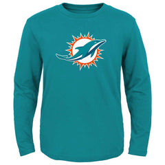 Miami Dolphins Preschool Primary Logo Long Sleeve T-Shirt Aqua - NFL