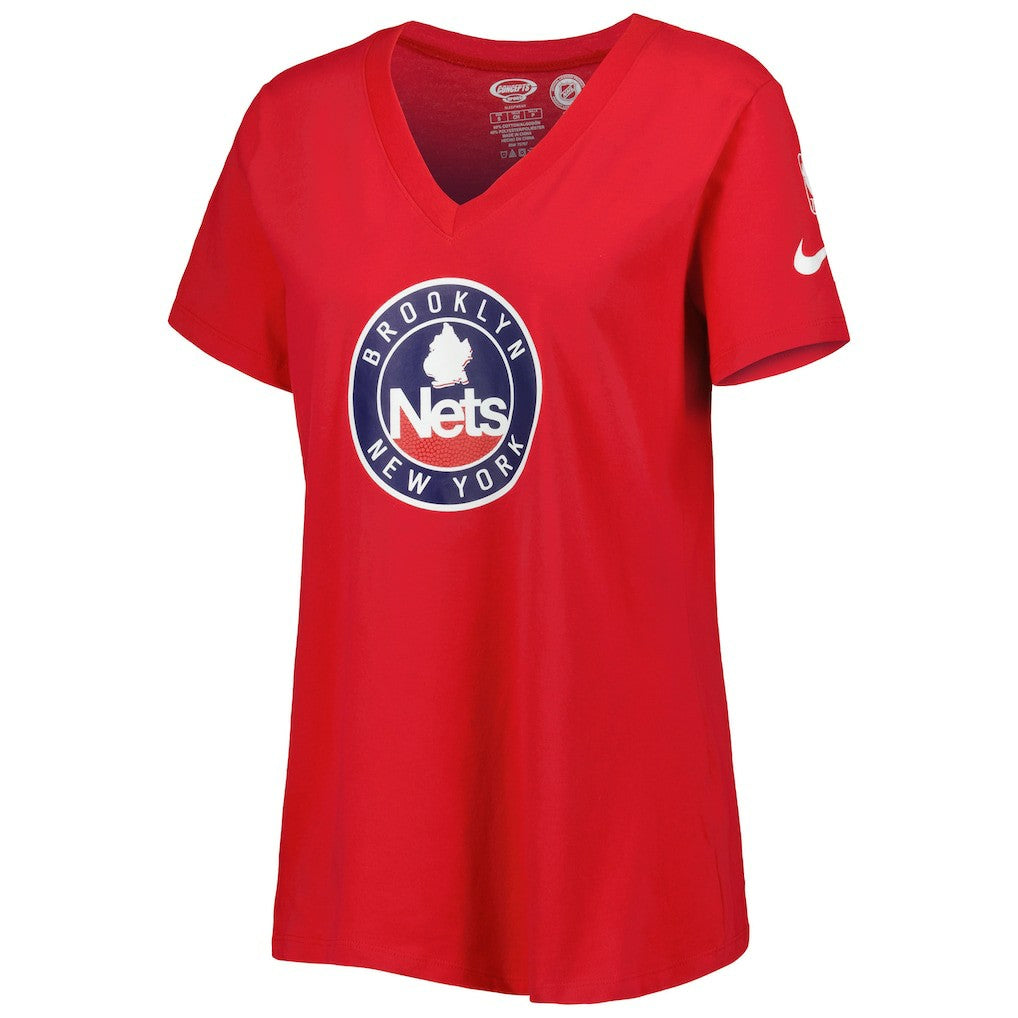 Nike - Brooklyn Nets Women's Local Performance V-Neck T-Shirt - Red