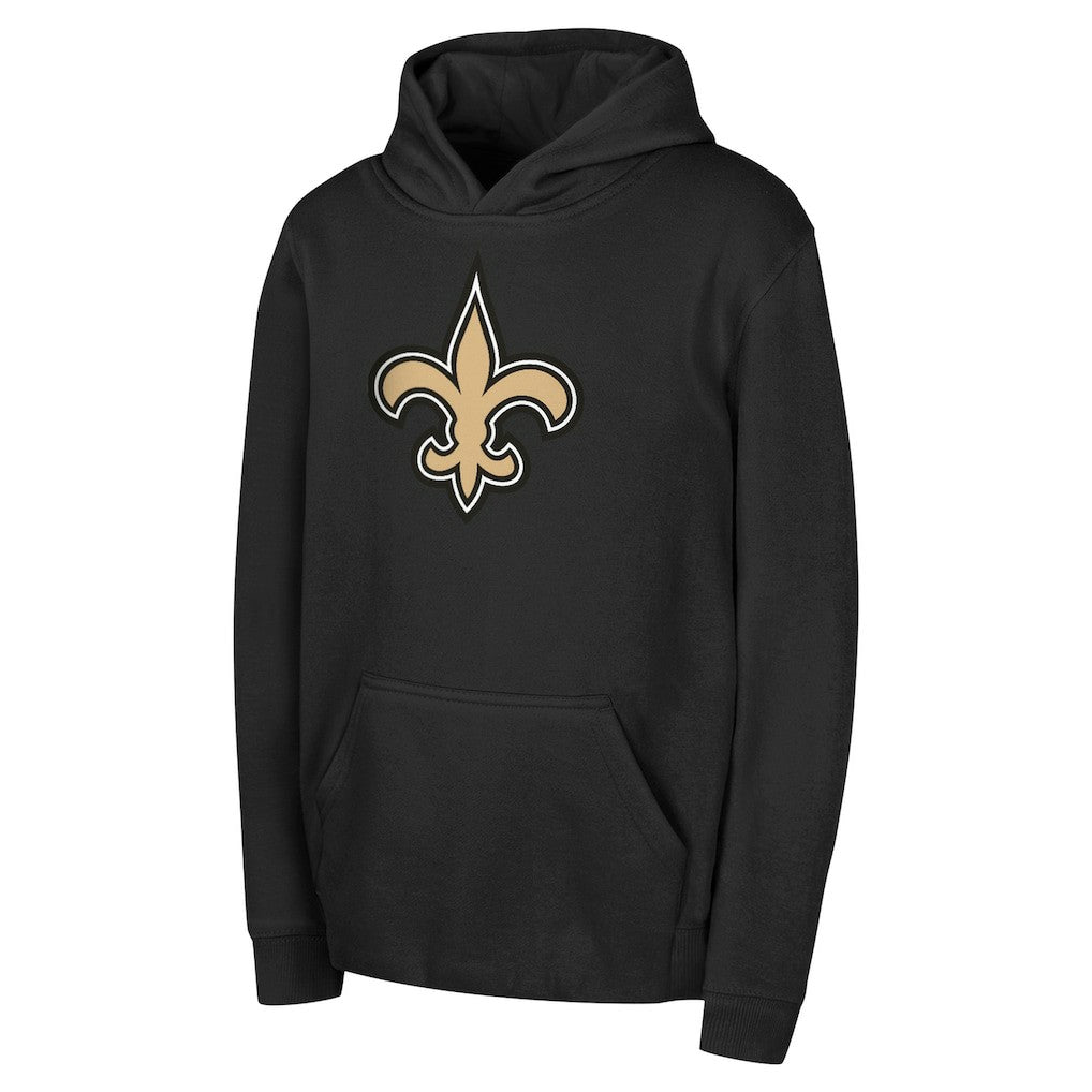 New Orleans Saints Youth Team Logo Pullover Hoodie Black - NFL