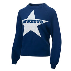 Dallas Cowboys Lauren James Women's Wordmark Star Raglan Pullover Sweater Navy - NFL
