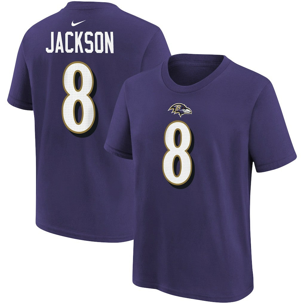 Lamar Jackson Baltimore Ravens Youth Player Name & Number T-Shirt Purple - Nike