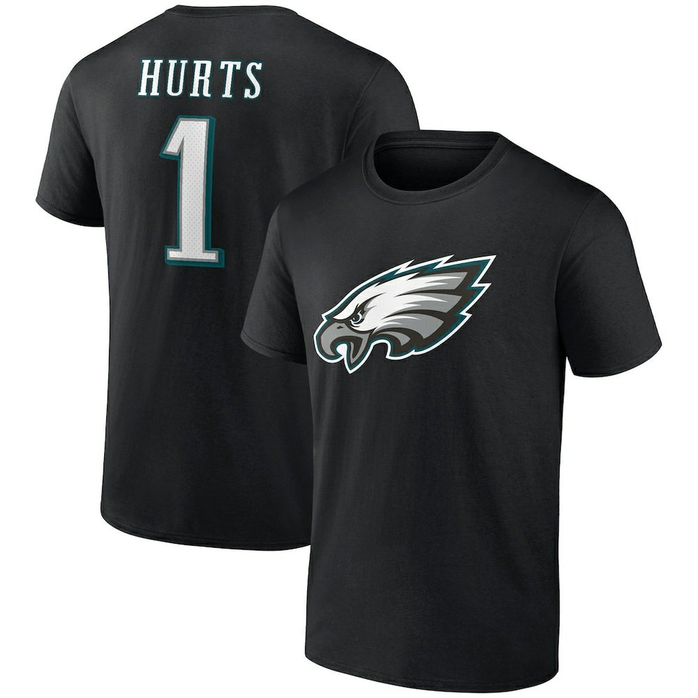 Jalen Hurts Philadelphia Eagles Icon Player Name & Number T-Shirt Black - NFL