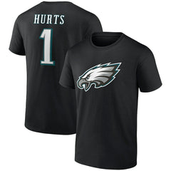 Jalen Hurts Philadelphia Eagles Icon Player Name & Number T-Shirt Black - NFL