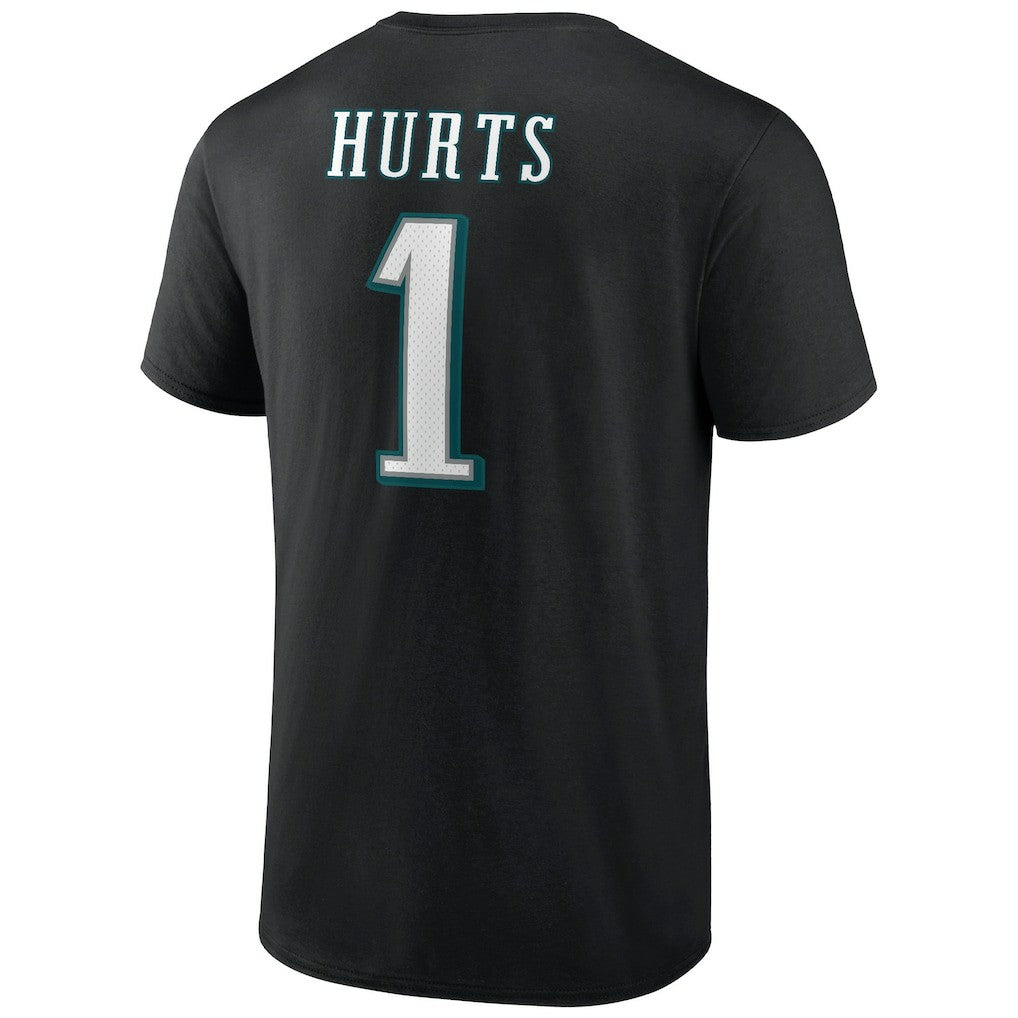 Jalen Hurts Philadelphia Eagles Icon Player Name & Number T-Shirt Black - NFL