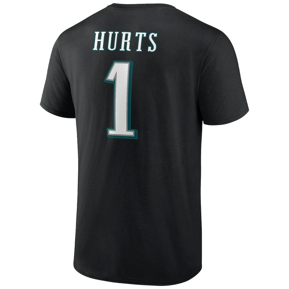 Jalen Hurts Philadelphia Eagles Icon Player Name & Number T-Shirt Black - NFL