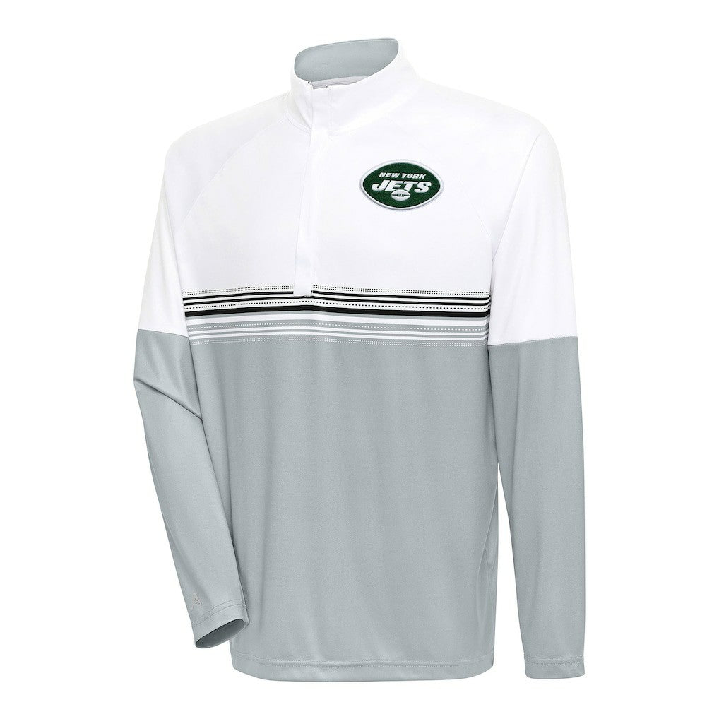 New York Jets Antigua Bender Quarter-Zip Pullover Top White/Black - NFL