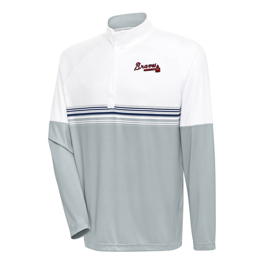 Atlanta Braves Antigua Bender Quarter-Zip Pullover Top Sale